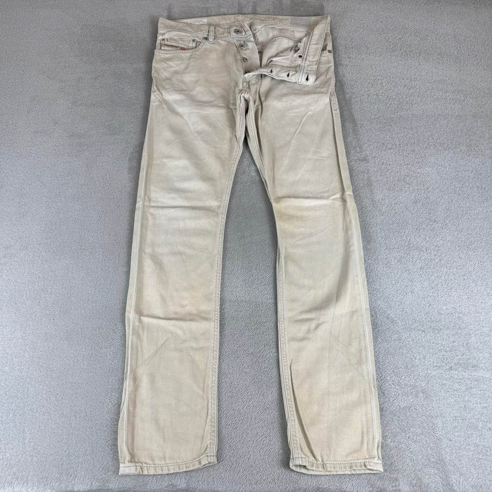 Diesel Tepphar Slim Carrot Jeans Mens 30x32 Beige Button Fly Distressed Stretch